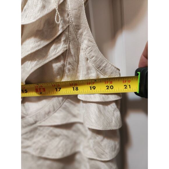 London Times Champagne Ruffle Evening Formal Wedding Cocktail Party Dress Sz. 18 - Picture 7 of 9